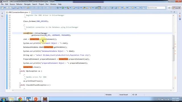 JDBC Connection Demo смотреть онлайн