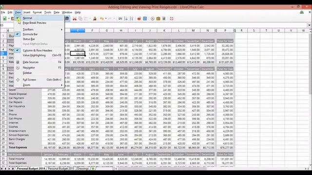 libreoffice calc add edit and view print ranges смотреть онлайн