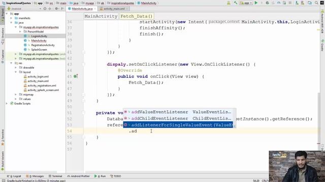 Lecture 18 - Retrieving data from FireBase | Android Development | AbuBakar | TechiLoft | Urdu смотреть онлайн