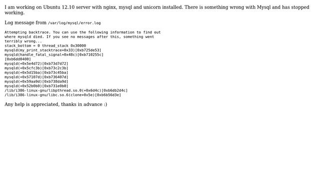 Ubuntu: Mysql died and won't start смотреть онлайн
