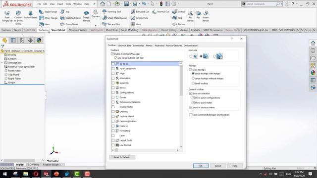 Solidworks missing task pane , Head up , command manager смотреть онлайн