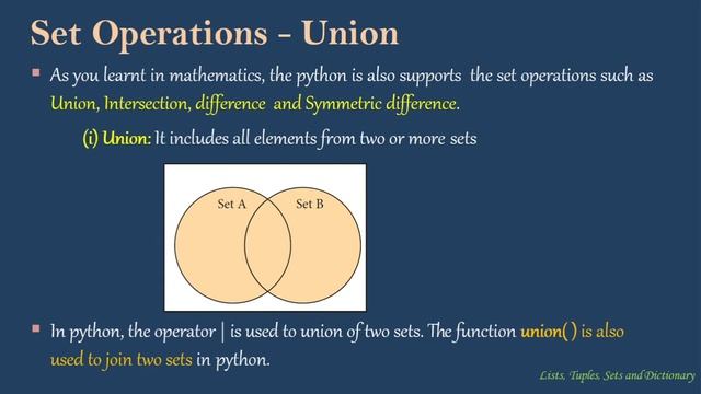 Python Sets | Union | Intersection | Difference | Symmetric Difference | Part-3 | Chapter 9 | XII C смотреть онлайн