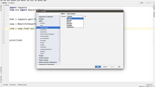 Pycharm смена темы