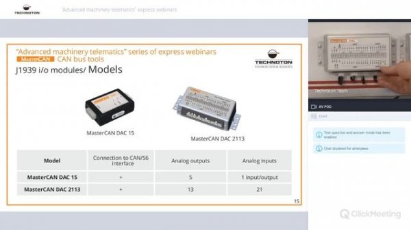 Tools for CAN J1939 and FMS data analysis and display. Technoton webinar on 16.04.2020