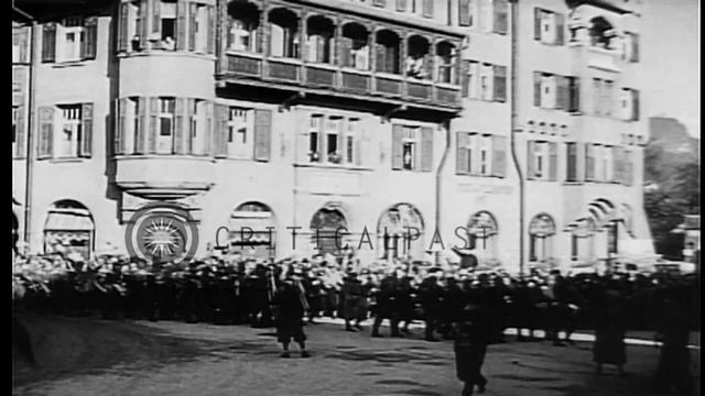The Anschluss (Annexation of Austria by Germany) in 1938. German troops enter Kuf...HD Stock Footag смотреть онлайн