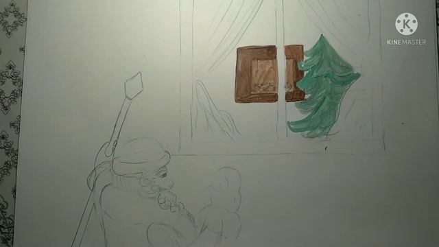 рисуем деда мороза за окном . смотреть онлайн