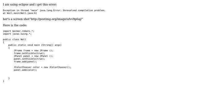 I am using eclipse and i get an error--I think it's an error with the way i imported the becker... смотреть онлайн
