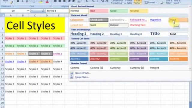 Lesson 19 The Cell Styles Microsoft Office Excel 2007 2010 free Educational video Training Tutorial смотреть онлайн