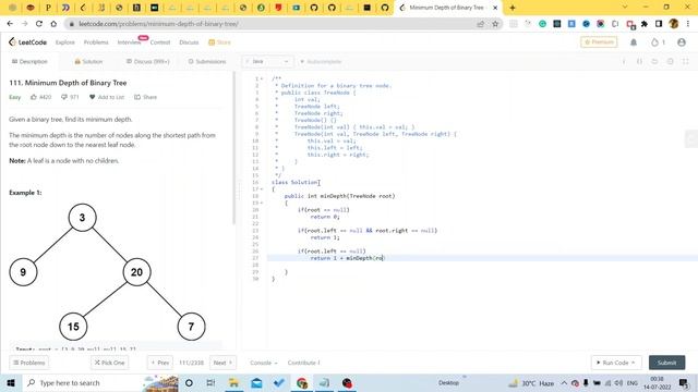 111. Minimum Depth of Binary Tree #java #javainterviewquestions #leetcode смотреть онлайн