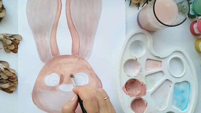 Зайчишка! Рисунок гуашью! смотреть онлайн