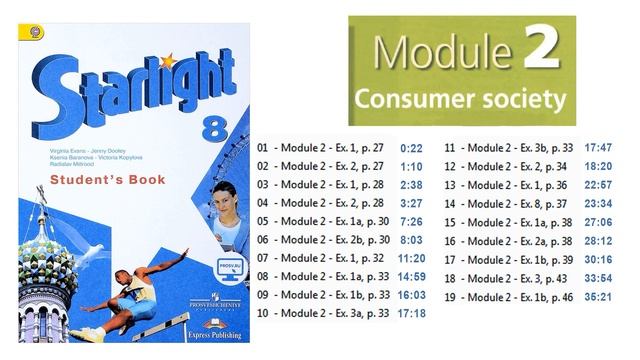 Starlight 8 класс. Student's book. Module 2. Consumer sotiety. CDs. Аудио к учебнику. Спотлайт 8 кл смотреть онлайн