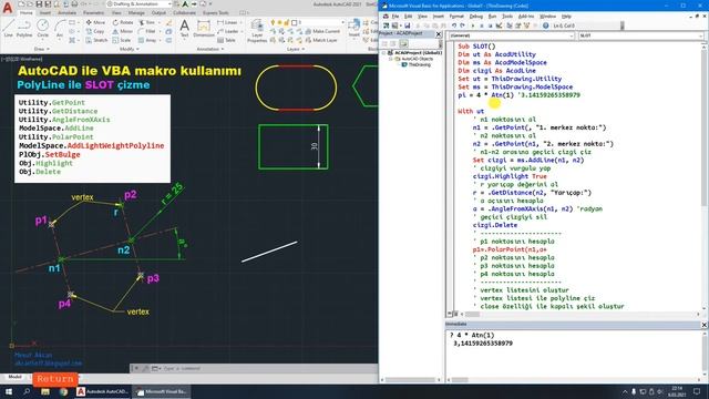 AutoCAD VBA #13. 5-Polyline ile SLOT çizme смотреть онлайн