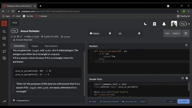 CodeWars: Area Or Perimeter (In Python) #Ep:3 смотреть онлайн