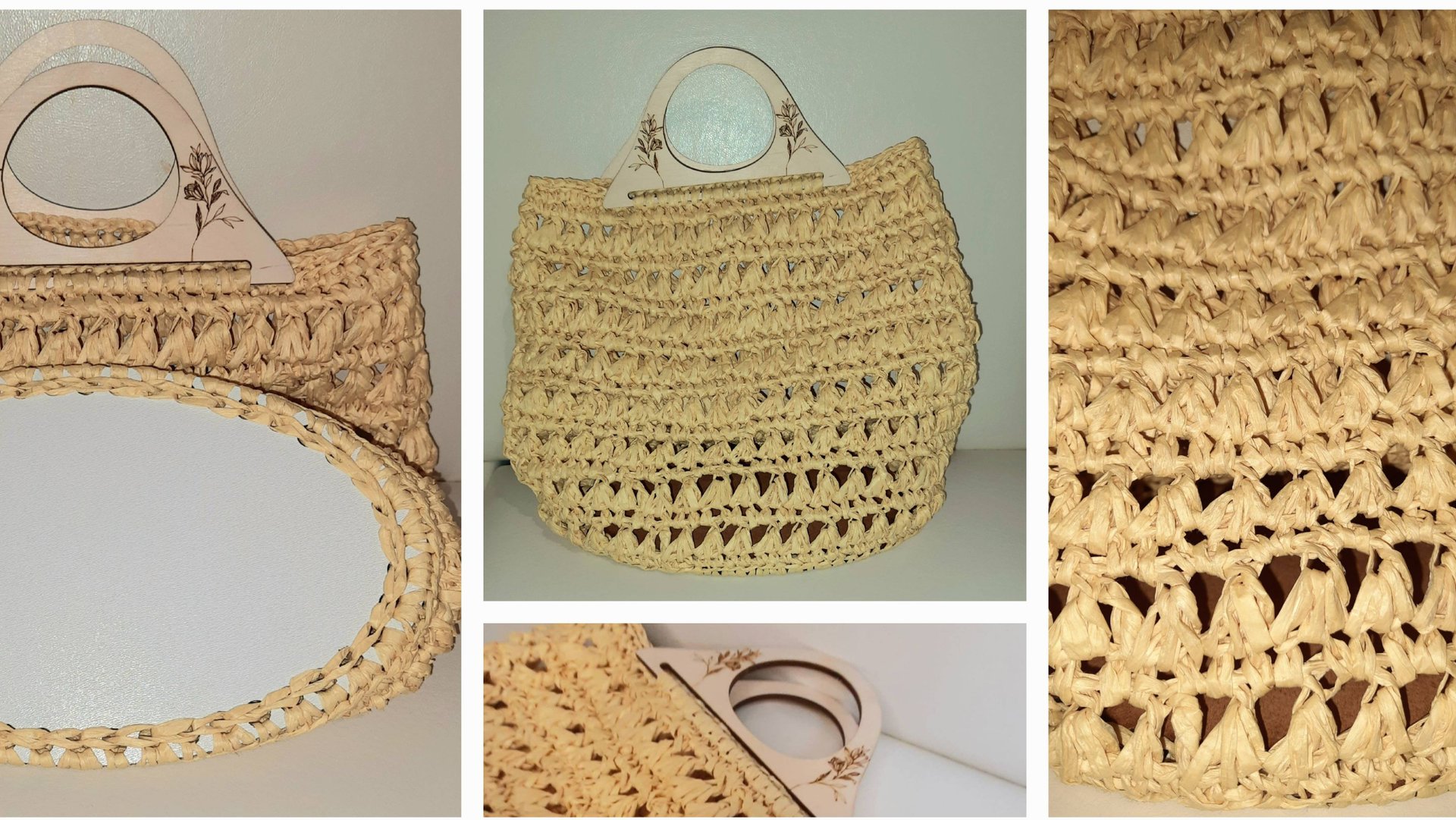 Летняя сумка из Рафии с деревянным донышком и ручками. МК. Крючком смотреть онлайн