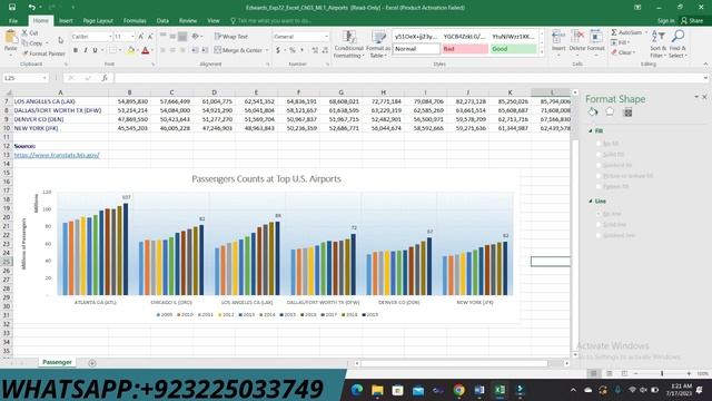 Exp22_Excel_Ch03_ML1_Airports | Excel Chapter 3 Mid-Level 1 - Airport Passenger Counts/100% Grades смотреть онлайн