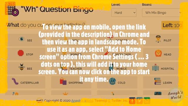 Wh Question Bingo | AuK Games | Web App | Educational | Kids | Tablet & Laptop Games смотреть онлайн