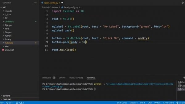 Python Tkinter: How to change Label Properties (Color, Text, Font size)