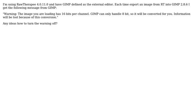 Ubuntu: How to switch off GIMP message on RawTherapee export? смотреть онлайн