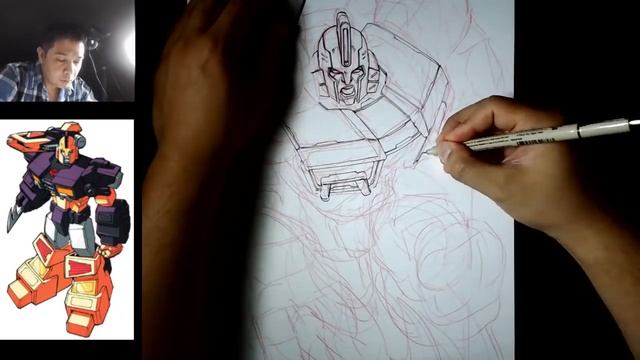 HOW TO DRAW A ROBOT IN ACTION - DRAWING A G1 TRANSFORMERS IMPACTOR COMMISSION смотреть онлайн