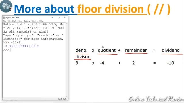 Python Arithmetic Operator | Python Floor Division and Modulo operation смотреть онлайн