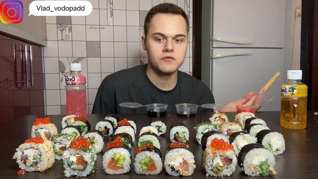 Мукбанг 40 роллов суши / шок / Mukbang sushi смотреть онлайн