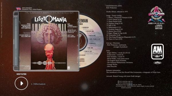 Rick Wakeman Lisztomania 1975 CD A&M Records D32Y3550 1987, Japan