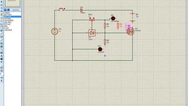 How To Simulate Battery Charging Circuit, Automatically Cutoff In TL431 Proteus