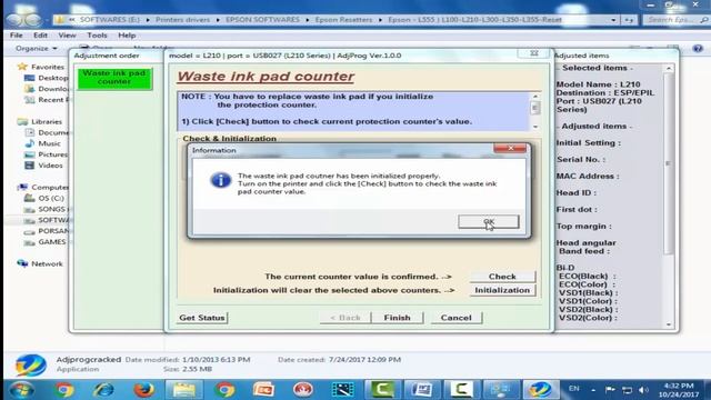 Epson L100 L210 L300 L350 L355 Epson Adjustment Program || Lines On Printing смотреть онлайн