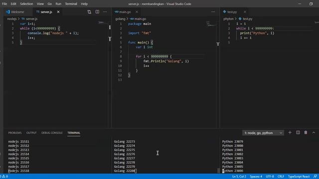 NodeJS vs Golang vs Python speed test смотреть онлайн