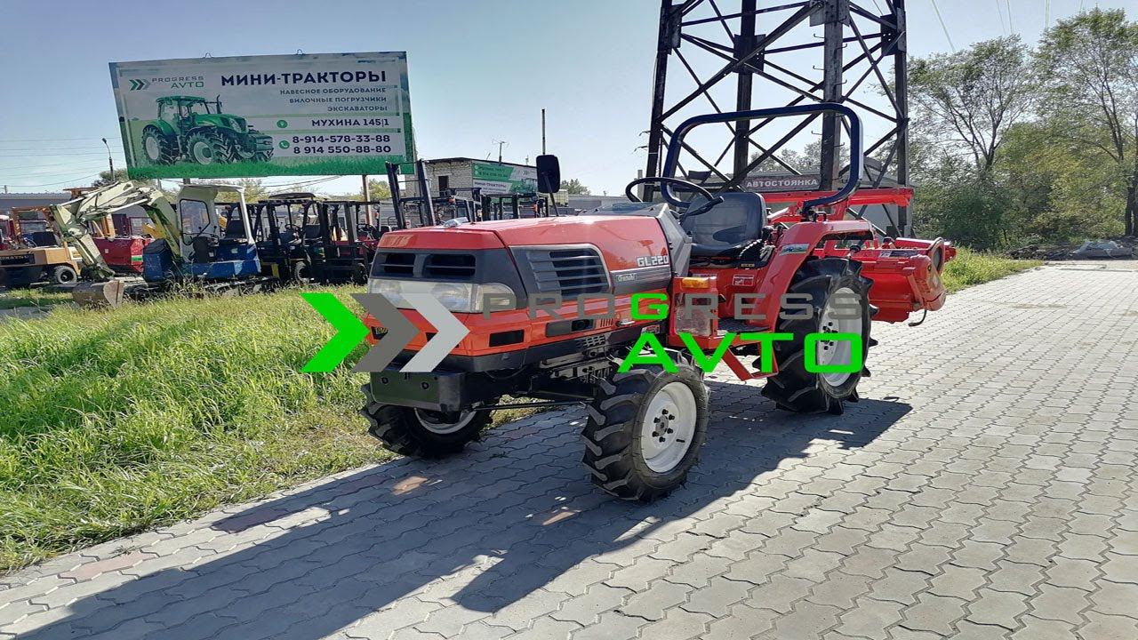Минитрактор KUBOTA GL220 быстрый разворот реверс автогоризонт гидроусилитель руля почвенная фреза смотреть онлайн