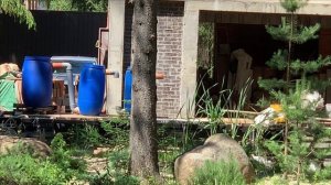 Фильтр из бочки для пруда собран.