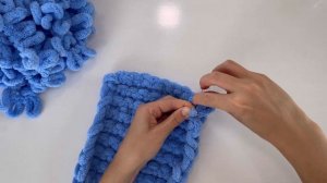 Как завершить вязание пледа из пряжи Alize Puffy. Как закрывать петли.