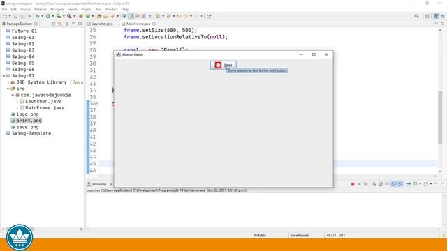 JButton | Java Swing Tutorial for Beginners смотреть онлайн