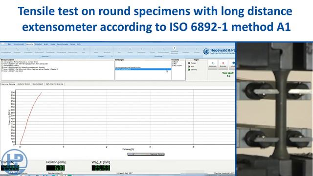 Tensile test on round specimens according to ISO 6892-1 method A1 смотреть онлайн