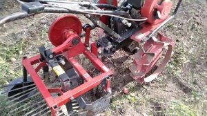 ГРОХОТНАЯ КАРТОФЕЛЕКОПАЛКА на мотоблок. Уборка картофеля.