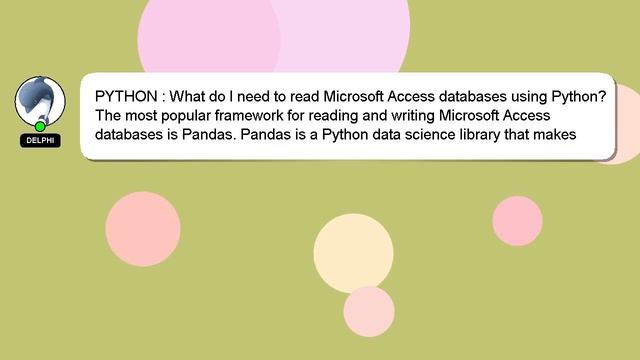 PYTHON : What do I need to read Microsoft Access databases using Python? смотреть онлайн