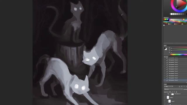 Scaredy cats(drawtober challenge) - Speedpaint(Drawing in photoshop) смотреть онлайн