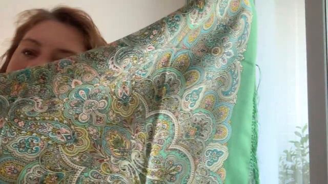 Хобби для женщин сегодня Павловопасадский платок 89. зеленый малыш