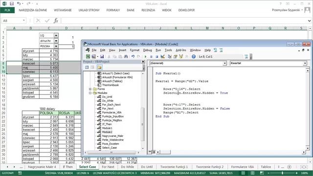 Select Case - VBA w Excelu 2013 / 2010 смотреть онлайн