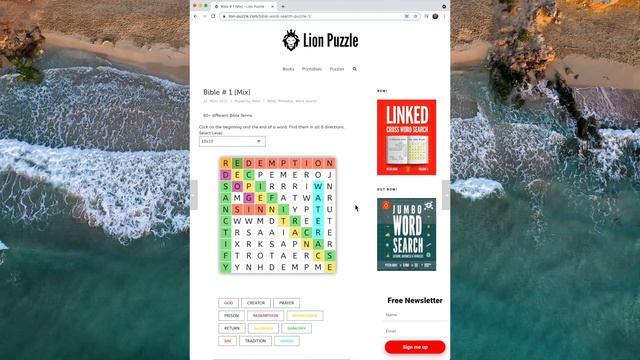 Relaxing Music with Bible Word Search Puzzle [Powered by Lion-Puzzle.com] смотреть онлайн