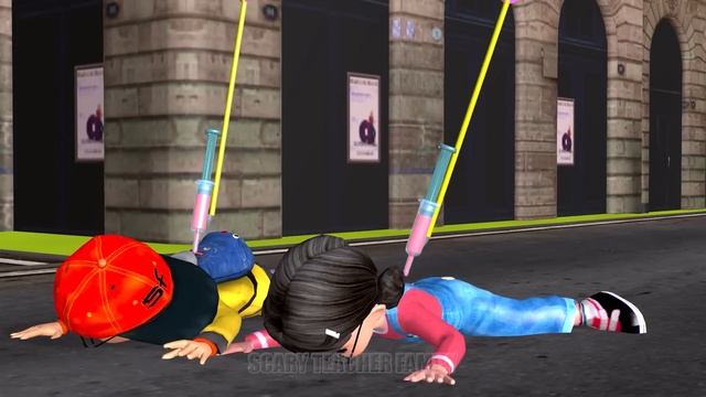 Scary Teacher 3D Who Faster Sandbags Games Nick and Tani Troll Miss T Flying Out the Pool смотреть онлайн