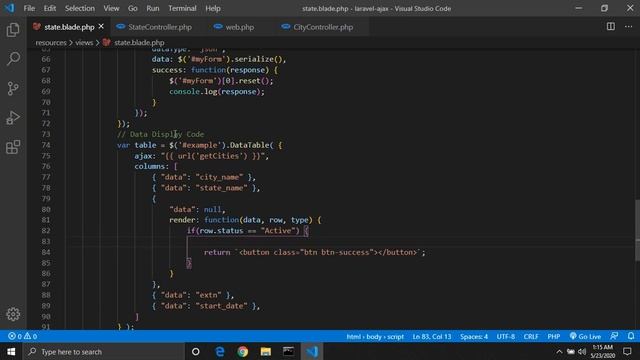 Laravel Ajax Datatables crud Operations - Display Data in hindi. смотреть онлайн