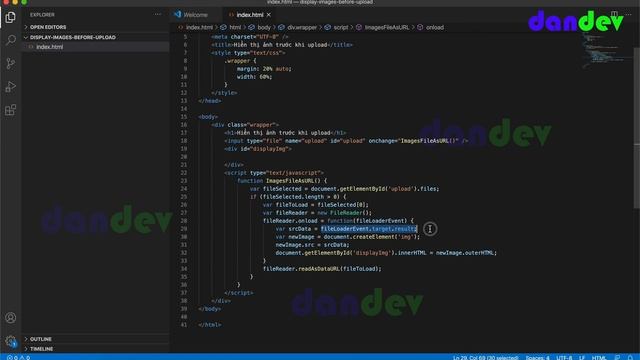 Hiển thị ảnh trước khi upload bằng javascript | dandev смотреть онлайн