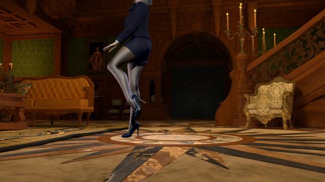 [VAM Virt amate Mocap] shiny pantyhose and high heels flight attendant uniform in walk around смотреть онлайн