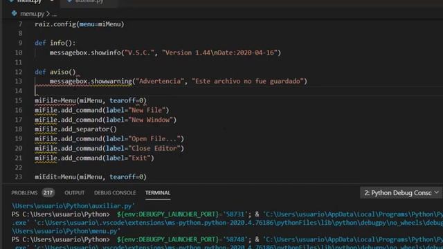Curso en Python video 41. Interfaz Gráfica 6 - Ventanas Emergentes en menú usando Tkinter смотреть онлайн
