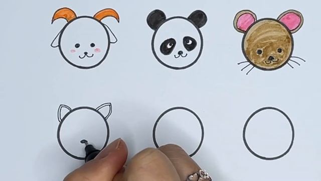 Draw cute animal faces with circle | Simple Drawing | DD Art смотреть онлайн