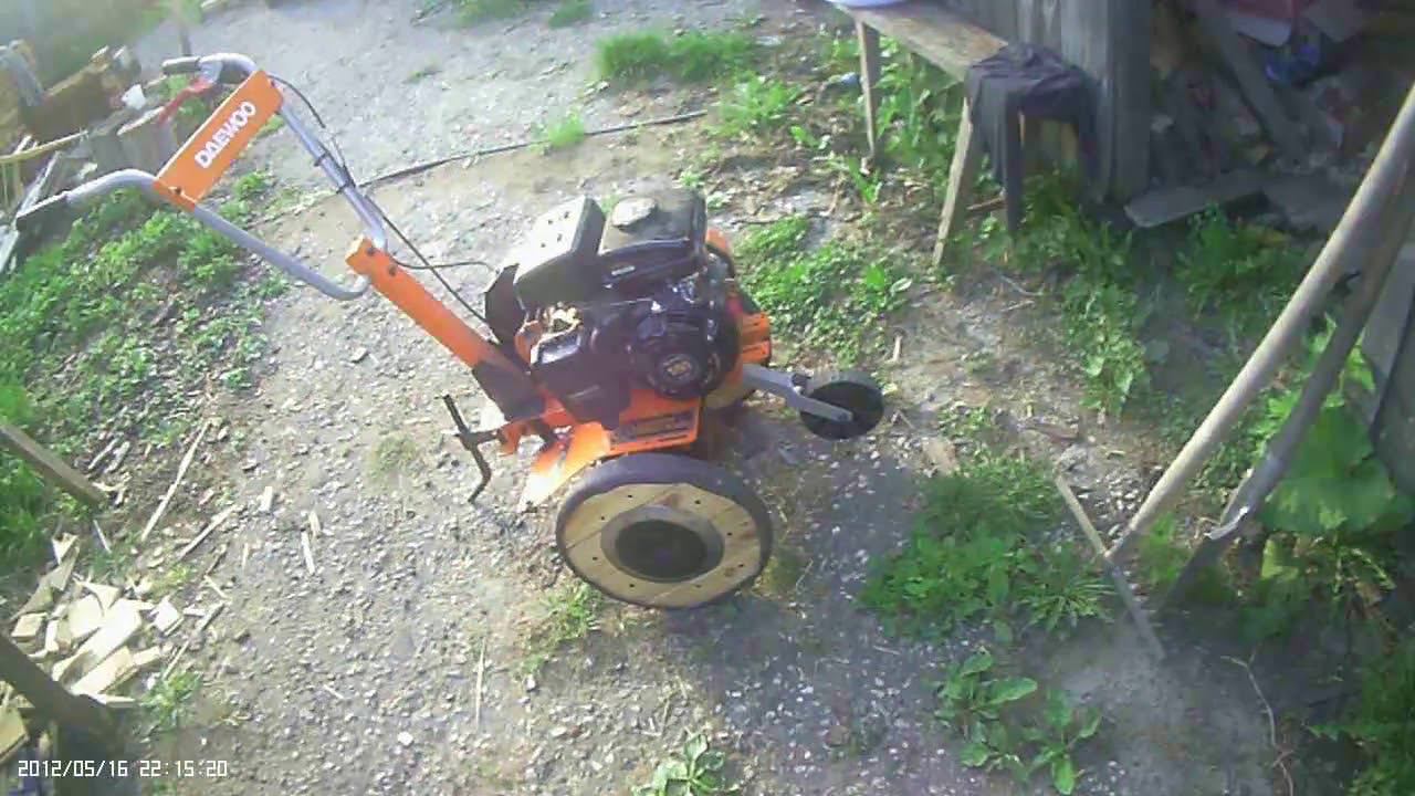 Культиватор Daewoo DAT 5055R на деревянных колёсах смотреть онлайн