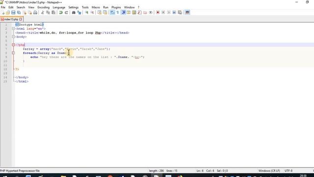 Tutorial 20 -php foreach loop смотреть онлайн