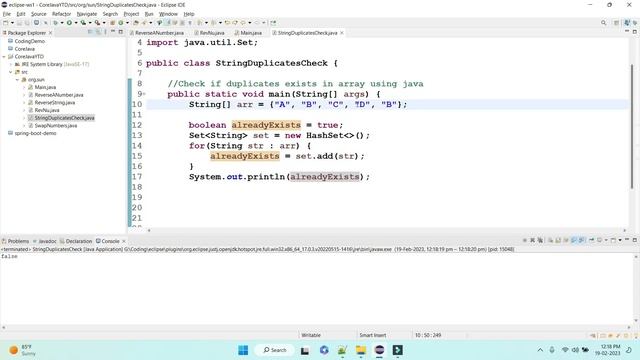 Check if array contains duplicates using HashSet OR ArrayList смотреть онлайн