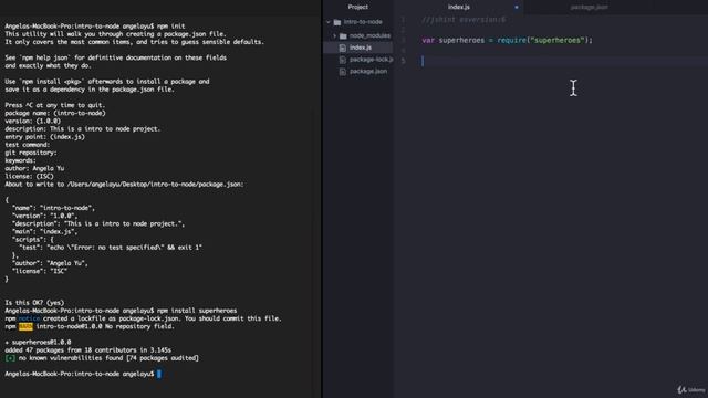 120 The NPM Package Manager and Installing External Node Modules смотреть онлайн